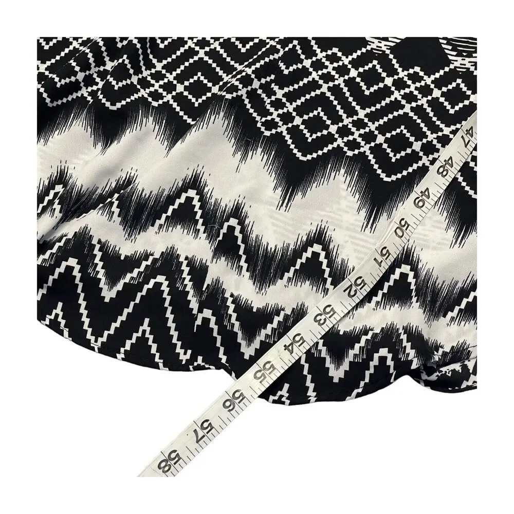 Ny Collection Maxi Dress Girls Small Black White Geometric Crochet Neck Back Zip